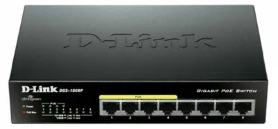 Zdjęcie produktu dla D-Link DGS-1008P/E, Nie zarządzany, L2, Gigabit Ethernet (10/100/1000), Pełny dupleks, Obsługa PoE, Komputer stacjonarny