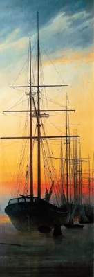 Obrázek produktu pro Caspar David Friedrich Art Print Obraz - Pohled na přístav, 1815-16 (91 x 30 cm)