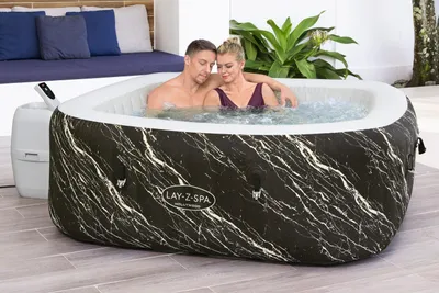 Produktbild von Bestway® LAY-Z-SPA® LED-Whirlpool Hollywood AirJet™ für 6 Personen 180 x 180 x 66 cm, Marmor-Optik (Marquinia)