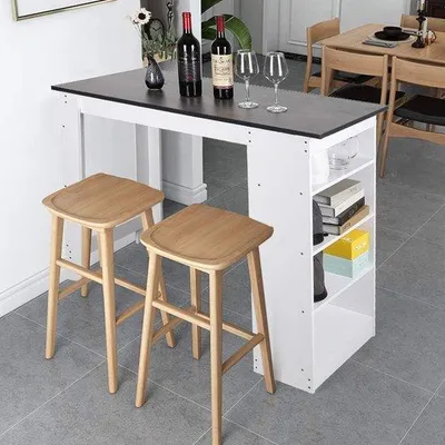 Immagine prodotto di Tavolo da cucina con cassetti, piano a 4 ante, per 4 persone (piano bianco + gambe nere)