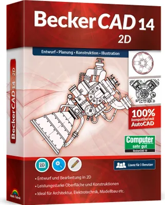 Produktbild von BeckerCAD 14 2D - 3 User Lizenz - CAD -Konstruieren - Zeichnen - PC DVD-ROM