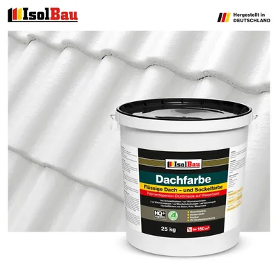 Produktbild von Isolbau Dachfarbe Weiss 25 kg Sockelfarbe Fassadenfarbe Dachbeschichtung RAL Farbe