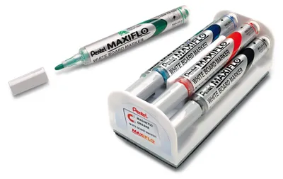 Obrázok produktu pre Súprava fixiek na biele tabule Pentel MAXIFLO MWL5S, s hubkou