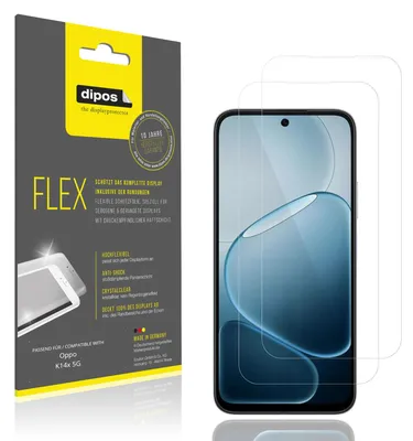 Image de 2x Film de protection d'écran pour Oppo K14x 5G, recouvre 100% de l'écran, dipos Flex