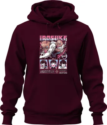 Produktbild von Inosuke Kimetsu no Yaiba Ebermaske Anime Geschenk Beast Uni Hoodie Kapuzenpullover, Burgundy, XXL
