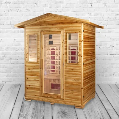 Produktbild von Infrarotkabine Helsinki Beta für 4 Personen, 7 Vollspektrumstrahler, 153x125x210 cm, Außenbereich