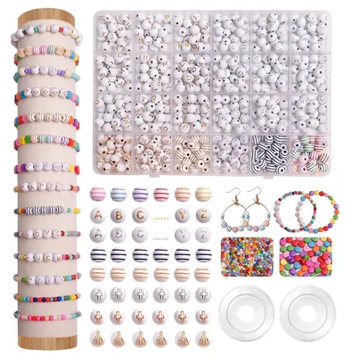 Produktbild von Bastelset Buchstabenperlen für Armbänder & Schmuckherstellung, Rund, Acryl, Bunt