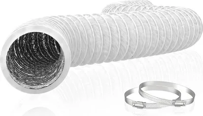 Produktbild von 150 mm flexibler Aluminium-PVC-Abluftschlauch, 6 m lang - Lüftungsrohr für Abluftventilatoren, Klimaanlagen, Wäschetrockner (ø150 mm 6 m, Weiß)