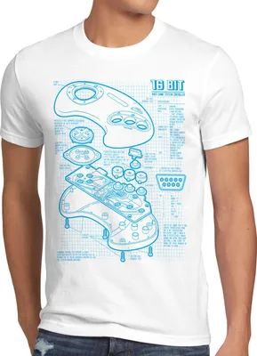 Produktbild von style3 Mega 16-Bit Gamepad Blaupause Herren T-Shirt konsole