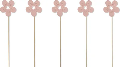 Produktbild von Holz Blumen-Stecker Blüte rosa 5 Stück 7 x 36cm Dekostecker Blumenstab Blumenstab Holzstecker