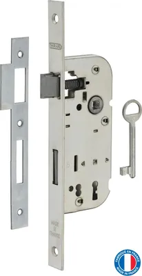 Image de Serrure encastrable à clé pour porte de chambre, axe 40mm, bouts carrés, 1 clé - THIRARD