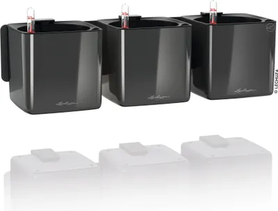Produktbild von LECHUZA-Pflanzgefäß CUBE Premium Green Wall Home Kit Anthrazit Highgloss |mit Wandbefestigung | Hochglanz-Oberfläche | 48 x 14 x 13,5 cm | 13524