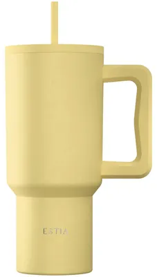 Produktbild von ESTIA Thermobecher Isolierbecher mit Strohhalm 900 ml gelb Trinkbecher aus Edelstahl
