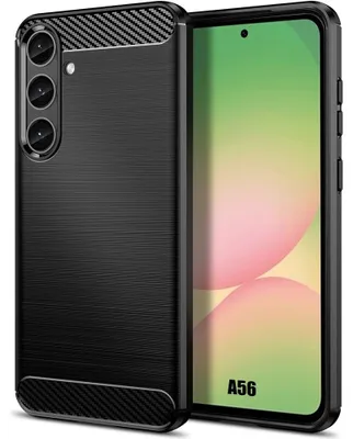 Image de Coque pour Samsung Galaxy A56 5G, Motif Fibre de Carbone Protection Antichoc Anti-Rayures Renforcé Noir