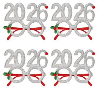 Produktbild von 4er-Set Haarbänder mit Schneeflocken-Dekor, funkelnder Zahl 2026, Haarreifen, Brillen, festliches Weihnachts-Party-Accessoire