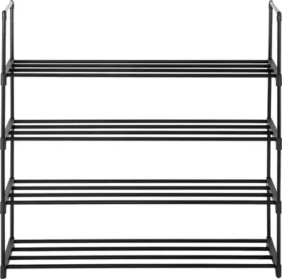 Produktbild von 4 Ebenen 90 x 30 x 85cm Schuhständer Schuhablage Schuhschrank Stauraum Schwarz