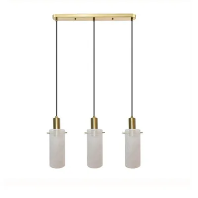 Image de Suspension Tirana blanche et dorée, 3xE27x40W, métal, dimensions : 150x54x10 cm, IP20, Light Prestige