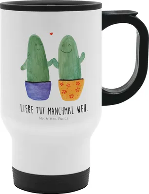 Produktbild von Mr. & Mrs. Panda thermosbecher Kaktus Liebe - Weiß - Geschenk, Thermobecher, Hochzeit, Thermotrinkbecher, Pärchen, Kakteen, Streit, Love, To-Go-Becher, To Go