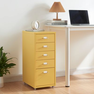 Mobilný podstavec "Kökar" s 5 zásuvkami oceľ 69 x 28 x 41 cm žltá