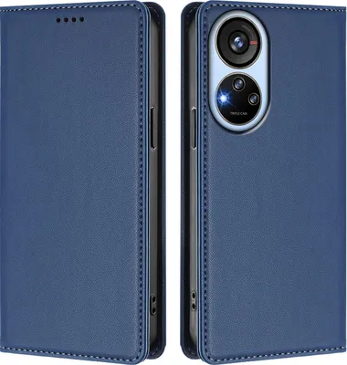 Image de Etui en cuir pour ZTE Blade V40s, étui magnétique en cuirPolyuréthaneavec support Bleu foncé