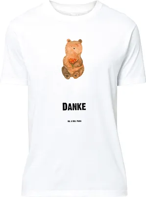 Produktbild von Mr. & Mrs. Panda Größe M T-Shirt Bär Dankbar - Weiß - Geschenk, Danke, Shirt, Teddy, mit Spruch, Herren, Tshirt, Blumen, Dankeschön