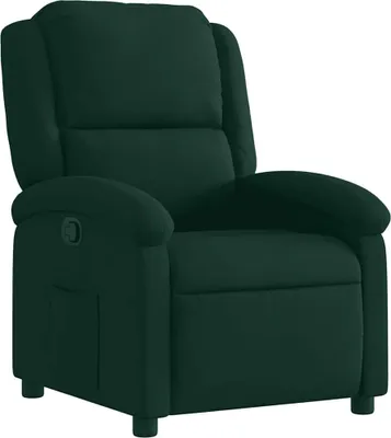 A single dark green recliner chair shown from a three-quarter front angle against a white background.