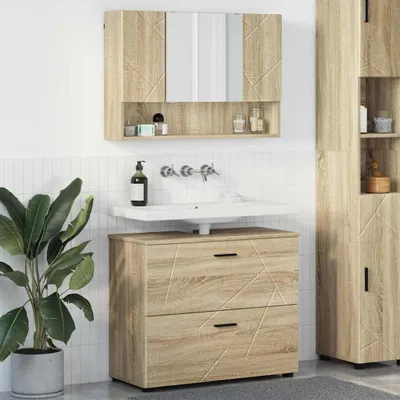 Imagen del producto de Maison Exclusive - Juego de muebles de baño, 2 unidades, roble Sonoma, 76,5 x 35 x 64 cm