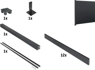 Produktbild von Steckzaun-Erweiterungsset floraworld Aluminium zum Aufdübeln 180 x 180 cm anthrazit