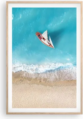 Produktbild von Gerahmtes Poster - Rahmen in heller Eiche - Yacht Sommer Meer - 61x91,5 cm - Wand Bild - Wanddeko - Wandbilder - Wandposter - Bilderrahmen - Bilder - Kunstdruck - Wandbild - P2NPA61x91-4140