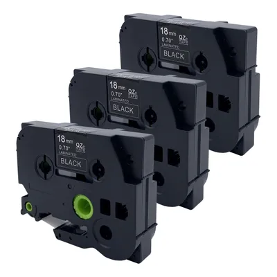 Produktbild von DULA Etikettenband - Kompatibel mit Brother P-Touch Tze-345 - 3 Stück - Weiß auf schwarz - 18mm x 8m