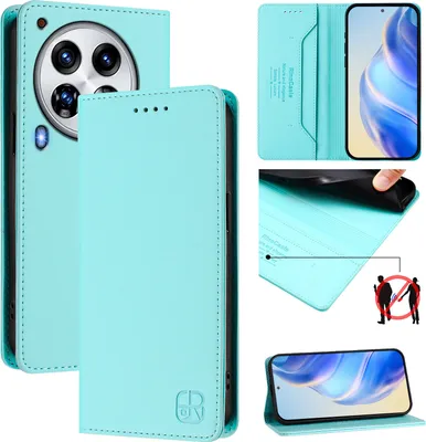 Immagine prodotto di Custodia in pelle per Tecno Camon 30 Premier, flip case con slot per carte, portafoglio e supporto Turchese