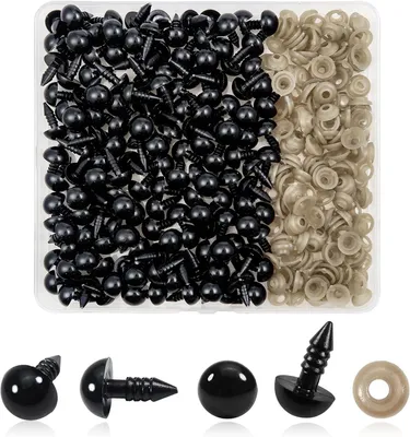 Imagen del producto de Ojos de seguridad de plástico, 10 mm, 150 unidades, con aros de sujeción, para muñecas y manualidades