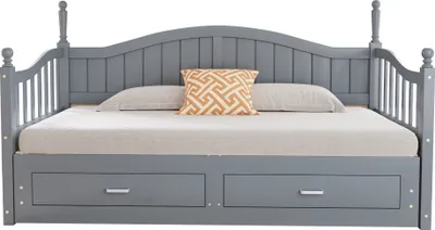 Produktbild von okwish Schlafsofa 90/180×190cm， Kinderbett Jugendbett mit Ausziehbett Multifunktionales Doppelbett mit vielen Staufächern und Ladeanschluss ，Ohne Matratze， Grau