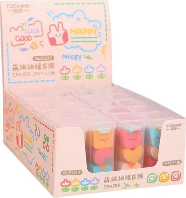 Zdjęcie produktu dla Gumka do ołówka Happy 3szt mix - Tochain