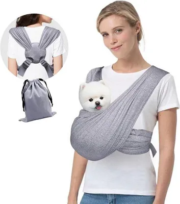 Immagine prodotto di Borsa da trasporto per cani grigia con tracolla regolabile