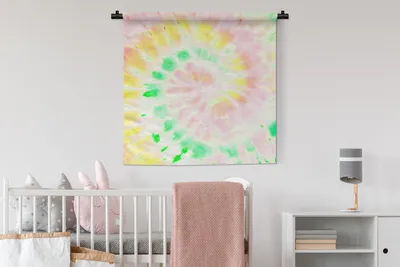 Produktbild von MuchoWow® Wandteppich Wandbehang Sommer - Krawattenfärbung - Weiß 90x90 cm Tapisserie Dekoration Wandtuch - Wandaufhänger
