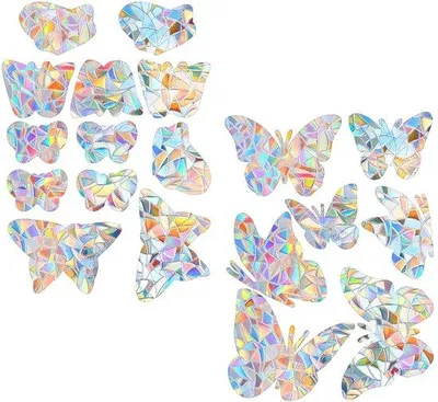 Produktbild von Regenbogige Vogelprisma-Raamstickers, 19er Set, Regenbogige Vogelbeschermung für Fenster