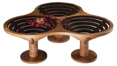 Image de Table basse originale table de salon table basse triangulaire bois brun