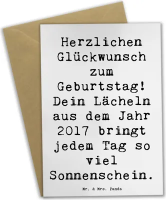 Produktbild von Mr. & Mrs. Panda neujahrskarte Spruch 2017 Geburtstag Lächeln - Weiß - Geschenk, Geburtstagsjahr, osterkarten, Alter, Geburtstagsgeschenk, hochzeitskarten, osterkarte