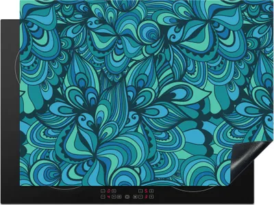 Produktbild von KitchenYeah© Herdabdeckplatte Design - Vintage - Blau - Türkis , 71x52cm, Küche Deko, Glaskeramikkochfeld Herdabdeckung, Abdeckplatte fùr Kochfeld