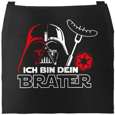 Produktbild von Premium Grill-Schürze Männer Ich bin dein Brater Spruch lustig Film Parodie Zitat Geschenk Filmliebhaber Moonworks® schwarz Herren
