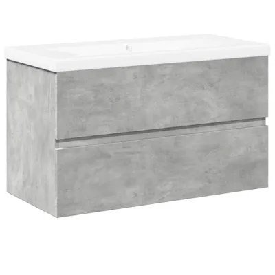Produktbild von 2-tlg. Badmöbel-Set Betongrau Holzwerkstoff