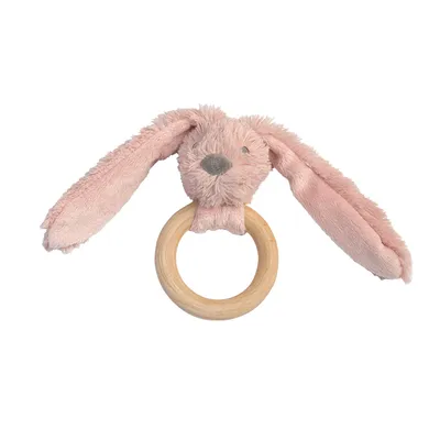 Produktbild von Happy Horse Holz-Beißring Kaninchen Richie altrosa -Baby Beißspielzeug