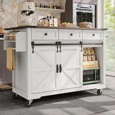 Productafbeelding van Keukeneiland met uitschuifbaar werkblad, 140x45x94 cm, beige