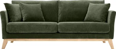 Produktbild von Miliboo - Skandinavisches Sofa 3-Sitzer Bezug abnehmbar SamtEffekt Khaki OSLO