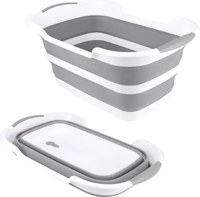 Produktbild von Famanu Faltbare Badewanne für Haustiere - Tragbare Waschschüssel mit Ablassöffnung