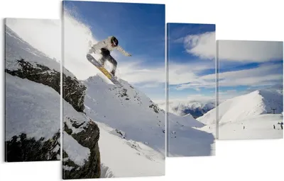 Produktbild von Bild auf Leinwand - Leinwandbild - Snowboard Schnee Sport - 120x70cm - Wand Bild - Wanddeko - Leinwanddruck - Bilder - Kunstdruck - Wanddekoration - Leinwand bilder - Wandkunst - DL120x70-0151