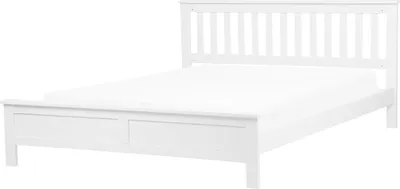 Obrázek produktu pro BELIANI Postel bílá s dřevěným rámem 180 x 200 cm nízké čelo minimalistický design ložnice