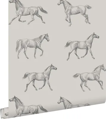 Zdjęcie produktu dla ESTAhome Tapeta rysowane konie ciemny beż 53 cm x 10.05 m