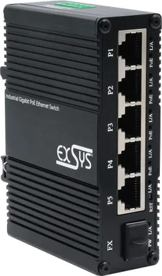 Productafbeelding van Exsys Switch 5+ Mini Industrie Gigabit. 5+1x Gigabit SFP PoE+ Web-beheerde switch - Switch - 1-poort